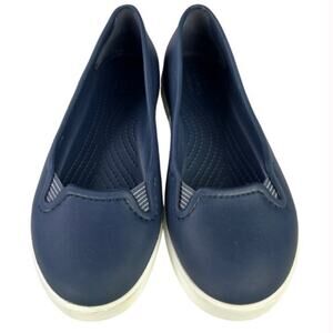 Crocs Citilane Navy Blue and White Ballerina Elastic slip-on Flats S-079 Sz 7